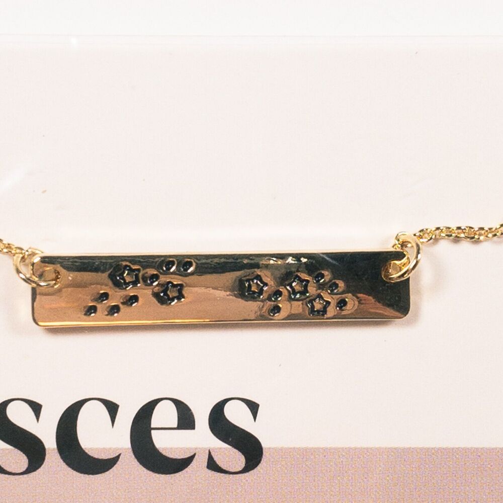 Ever Ellis Pisces Zodiac Bar Necklace Gold Astrology Jewelry - Picture 5 of 7